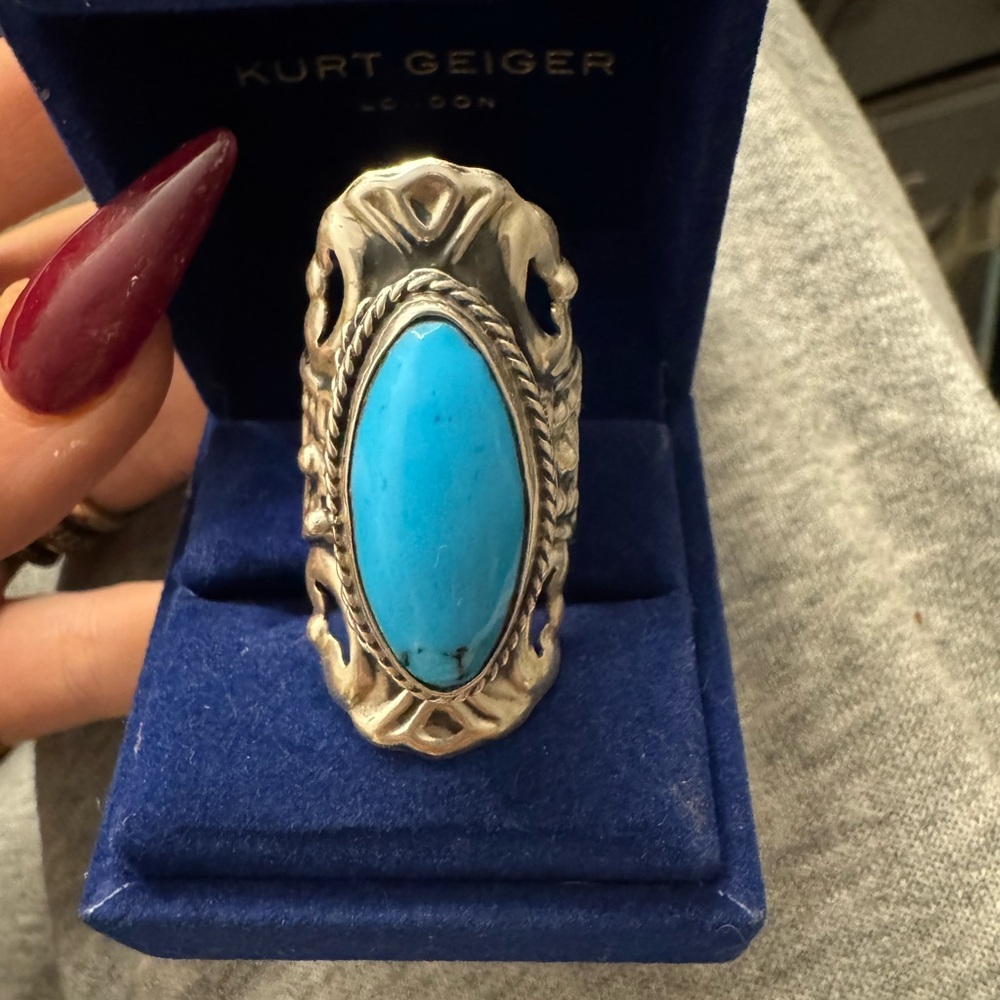 Real turquoise poison ring
